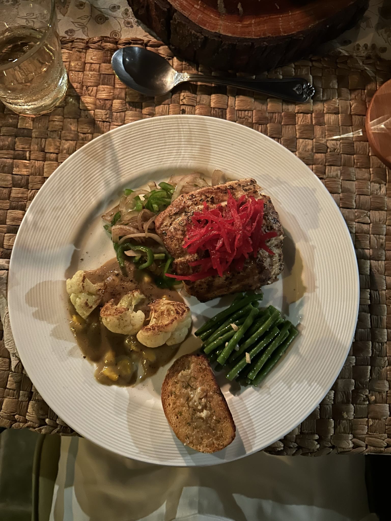 A plated dinner at Pench Tree Lodge